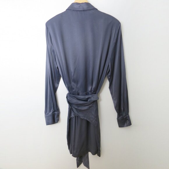 Zara Knotted Satin Effect Shirt Dress Size L - Picture 10 of 14